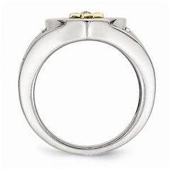 LIV Stainless Steel with 10K Gold Cross and Diamond Polished Ring