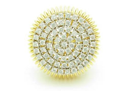 LIV Yellow Gold Sterling Silver Diamond Set White Sapphire Unique Dome Sunburst Ring