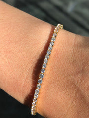 LIV 18k Gold Sterling Silver Pave White Sapphire Round Cut Classic Tennis Bracelet