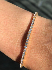 LIV 18k Gold Sterling Silver Pave White Sapphire Round Cut Classic Tennis Bracelet