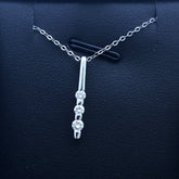 LIV 14k White Gold & Diamonds Round 3 Stone Halo Drop Design Pendant Necklace Gift