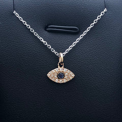 LIV 14k Rose Gold & Diamonds G/VS1 Pave Evil Eye Blue Sapphire Halo Necklace