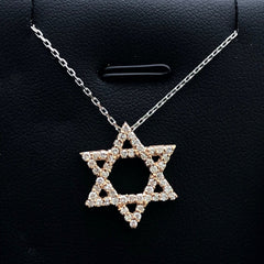LIV 14k Rose Gold & Diamonds Star of David Pave Halo Design Stackable Necklace