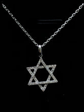 LIV 14k White Gold & Diamonds Star of David Pave Halo Design Stackable Necklace Gift