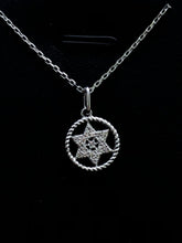 LIV 14k White Gold & Diamonds Star of David Cable Small Halo Design Necklace Gift