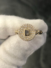 LIV 14k Yellow Gold & Diamonds G/VS Pave Round Halo Design Cable Ring Gift