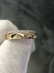 LIV 14k Yellow Gold & Diamonds G/VS Pave Prism Band Halo Design Cable Ring Gift