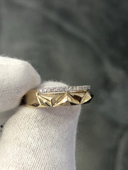 LIV 14k Yellow Gold & Diamonds G/VS Pave Prism Band Halo Design Cable Ring Gift