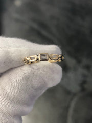 LIV 14k Yellow Gold & Diamonds G/VS Channel Set Baguette Design Band Ring Gift