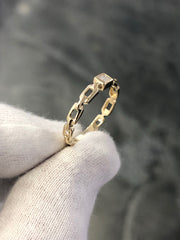 LIV 14k Yellow Gold & Diamonds G/VS Channel Set Baguette Design Band Ring Gift