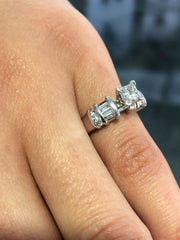 LIV Platinum & Natural Princess Cut Diamond 1.18ct tw Engagement Ring Size 5 Gift