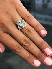 LIV 14k White Gold & Natural Baguette Cut Diamonds 1.25ct tw G/VS1 Halo Ring