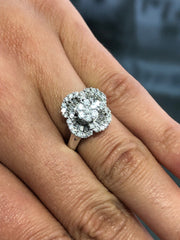 LIV 14k White Gold & Natural Baguette Cut Diamonds 1.25ct tw G/VS1 Halo Ring