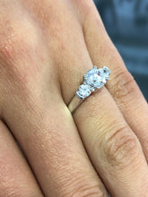 LIV 14k White Gold & White Sapphire Round 3 Stone Design 1.50ct Engagement Ring