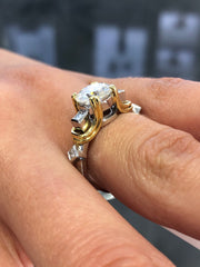 LIV Platinum & 18k Yellow Gold 2ct Round Cut Moissanite Engagement Ring Gift