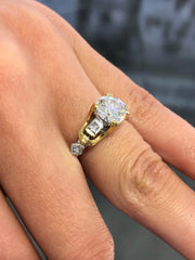 LIV Platinum & 18k Yellow Gold 2ct Round Cut Moissanite Engagement Ring Gift