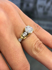 LIV Platinum & 18k Yellow Gold 2ct Round Cut Moissanite Engagement Ring Gift