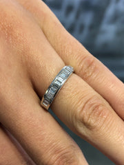 LIV 14k White Gold & Natural Diamonds 1.30ct Long Baguette Channel Set Ring