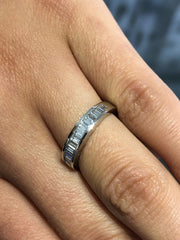 LIV 14k White Gold & Natural Diamonds 0.85ct Baguette Channel Set Ring Gift