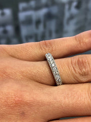 LIV 14k White Gold & Natural Diamonds 0.62ct Pave Set Vintage Style Band Ring