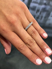 LIV 14k White Gold & Natural Diamonds 0.62ct Pave Set Vintage Style Band Ring