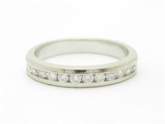 LIV 14k White Gold & Round Diamonds Channel Set Design Stackable Band Ring Gift