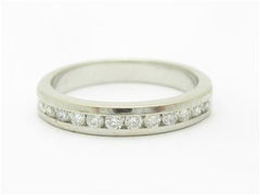 LIV 14k White Gold & Round Diamonds Channel Set Design Stackable Band Ring Gift