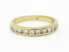 LIV 14k Yellow Gold & Diamonds Channel Set Design Round Diamonds Band Ring