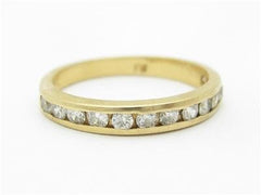 LIV 14k Yellow Gold & Diamonds Channel Set Design Round Diamonds Band Ring