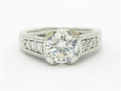 LIV 14k White Gold Genuine White Diamonds Pave White Sapphire Engagement Ring