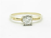 LIV 14k White & Yellow Gold Diamond Solitaire Vintage Design Engagement Ring