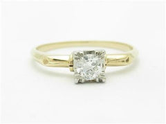 LIV 14k White & Yellow Gold Diamond Solitaire Vintage Design Engagement Ring