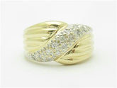 LIV 14k Yellow Gold Genuine Diamonds Pave Set Cable Design Wide Band Ring