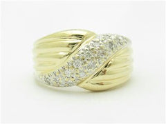 LIV 14k Yellow Gold Genuine Diamonds Pave Set Cable Design Wide Band Ring