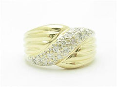 LIV 14k Yellow Gold Genuine Diamonds Pave Set Cable Design Wide Band Ring