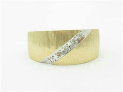 LIV 14k Yellow Gold & Genuine Diamonds Cable Design Wide Band Ring