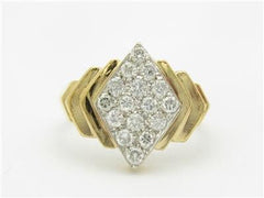 LIV 14k Two Tone Gold & Genuine Diamonds Diamond Shape Pave Band Ring
