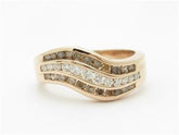 LIV 14k Rose Gold & Genuine Champagne Diamonds Swirl Design Band Ring