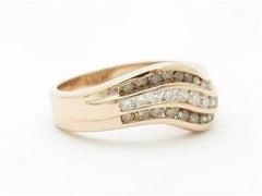 LIV 14k Rose Gold & Genuine Champagne Diamonds Swirl Design Band Ring