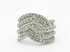 LIV 14k White Gold & Diamonds Wave Design Wide Band Channel Set Ring Gift