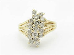 LIV 14k Yellow Gold & Genuine Diamonds Swirl Design Cluster Band Ring Gift