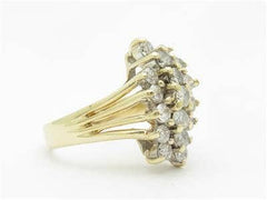 LIV 14k Yellow Gold & Genuine Diamonds Swirl Design Cluster Band Ring Gift