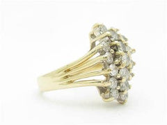 LIV 14k Yellow Gold & Genuine Diamonds Swirl Design Cluster Band Ring Gift