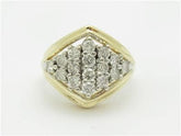 LIV 14k Yellow Gold & Diamonds Cluster Design Diamond Shape Hand Made Ring Gift