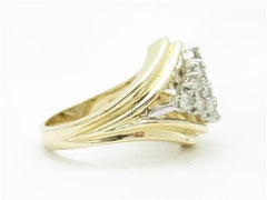 LIV 14k Yellow Gold & Diamonds Cluster Design Diamond Shape Hand Made Ring Gift