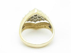 LIV 14k Yellow Gold & Diamonds Cluster Design Diamond Shape Hand Made Ring Gift