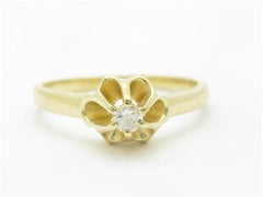 LIV 14k Yellow Gold & Diamond Solitaire Design Round Diamond Band Ring