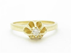 LIV 14k Yellow Gold & Diamond Solitaire Design Round Diamond Band Ring