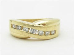 LIV 14k Yellow Gold & Diamonds Channel Design X Band Ring Gift