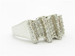 LIV 14k White Gold & Diamonds Invisible Set Design Princess Cut Wide Band Ring Gift